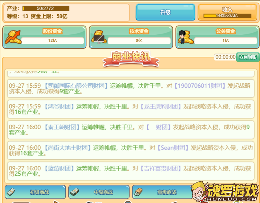 小小首富财团界面 产业进度与股份技术公关三路资金